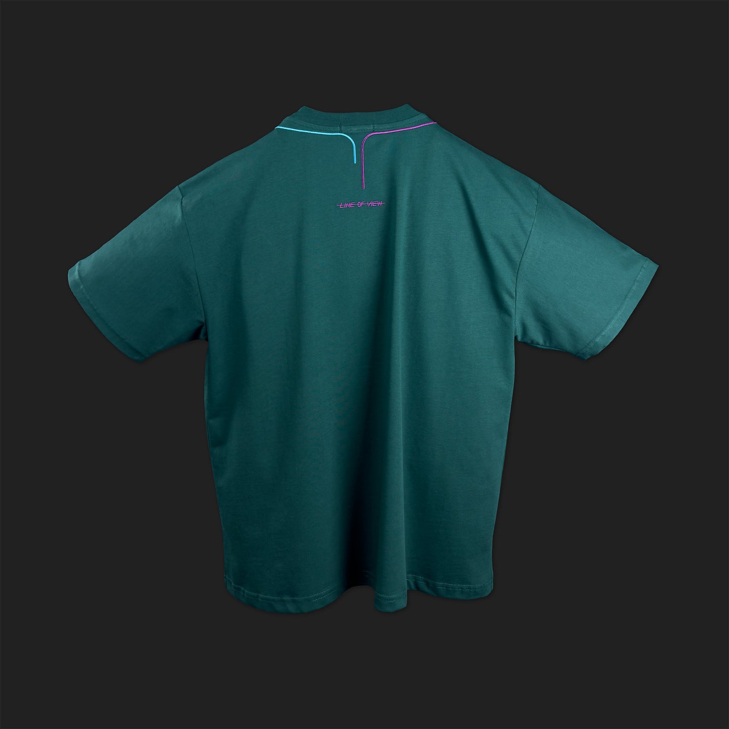 Embroidered Cropped Boxy Fit T-Shirt in Emerald Green - Minimalist Line Art Empathy Greek Streetwear