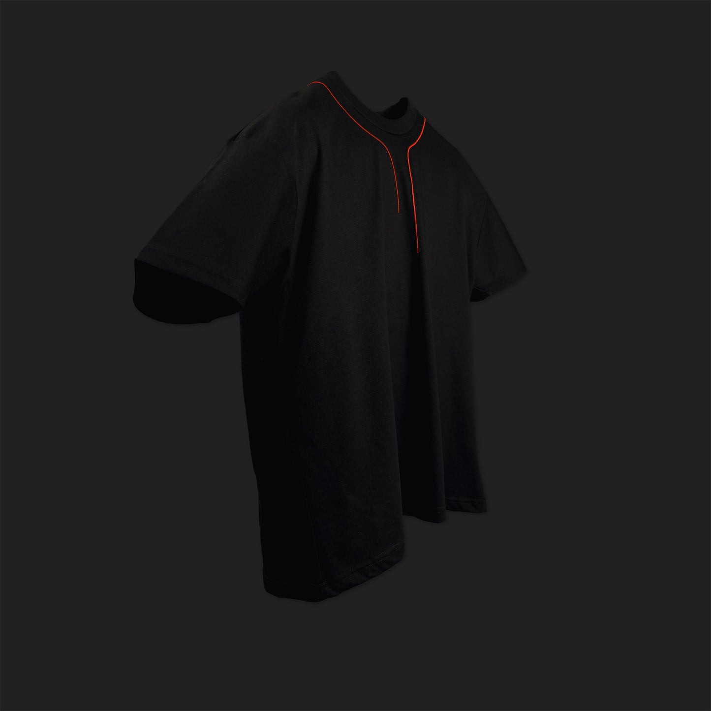 Embroidered Cropped Boxy Fit T-Shirt in Black - Minimalist Line Art Empathy Greek Streetwear