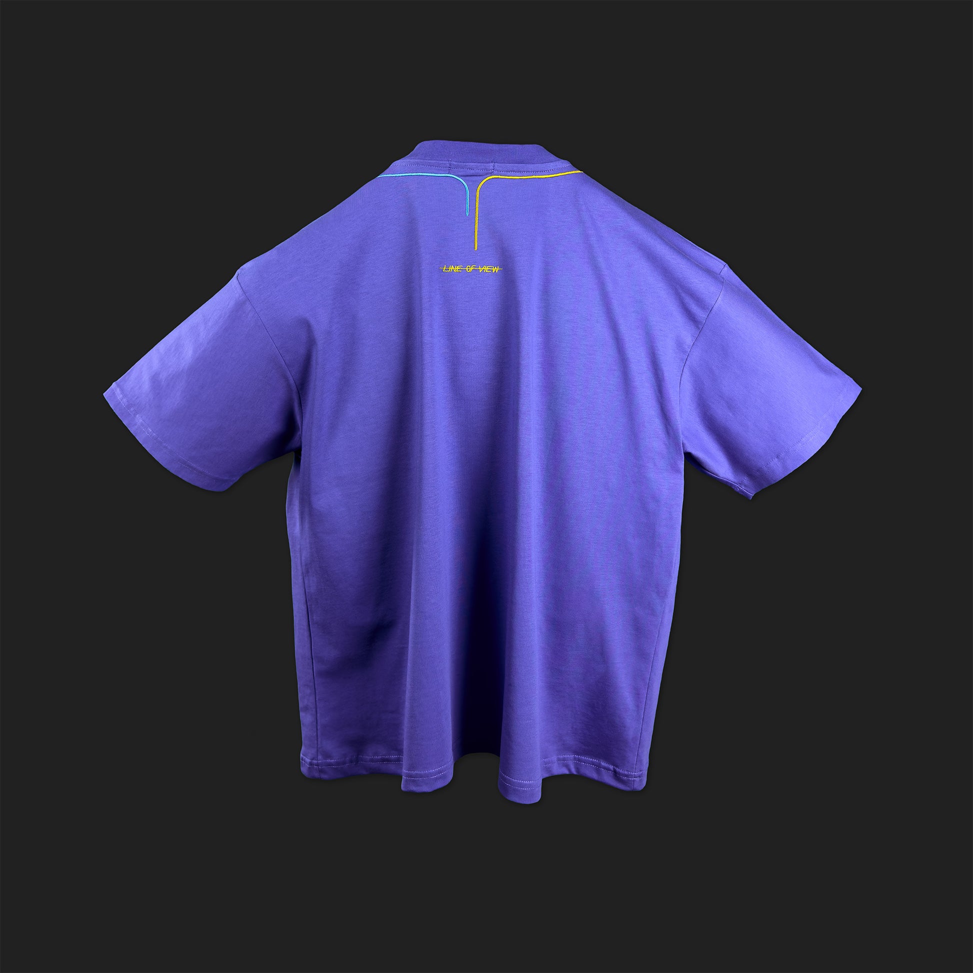 Embroidered Cropped Boxy Fit T-Shirt in Purple - Minimalist Line Art Empathy Greek Streetwear