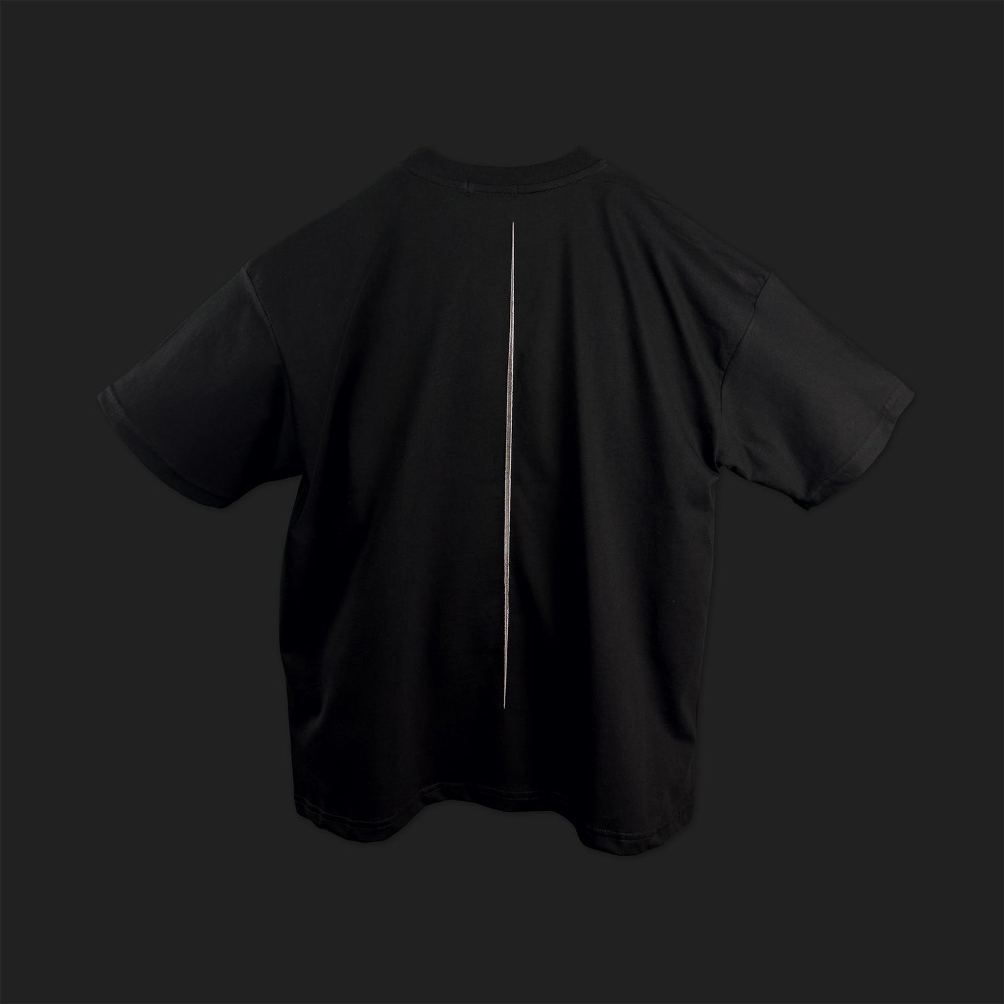 Embroidered Cropped Boxy Fit T-Shirt in Black - Minimalist Line Art Empathy Greek Streetwear