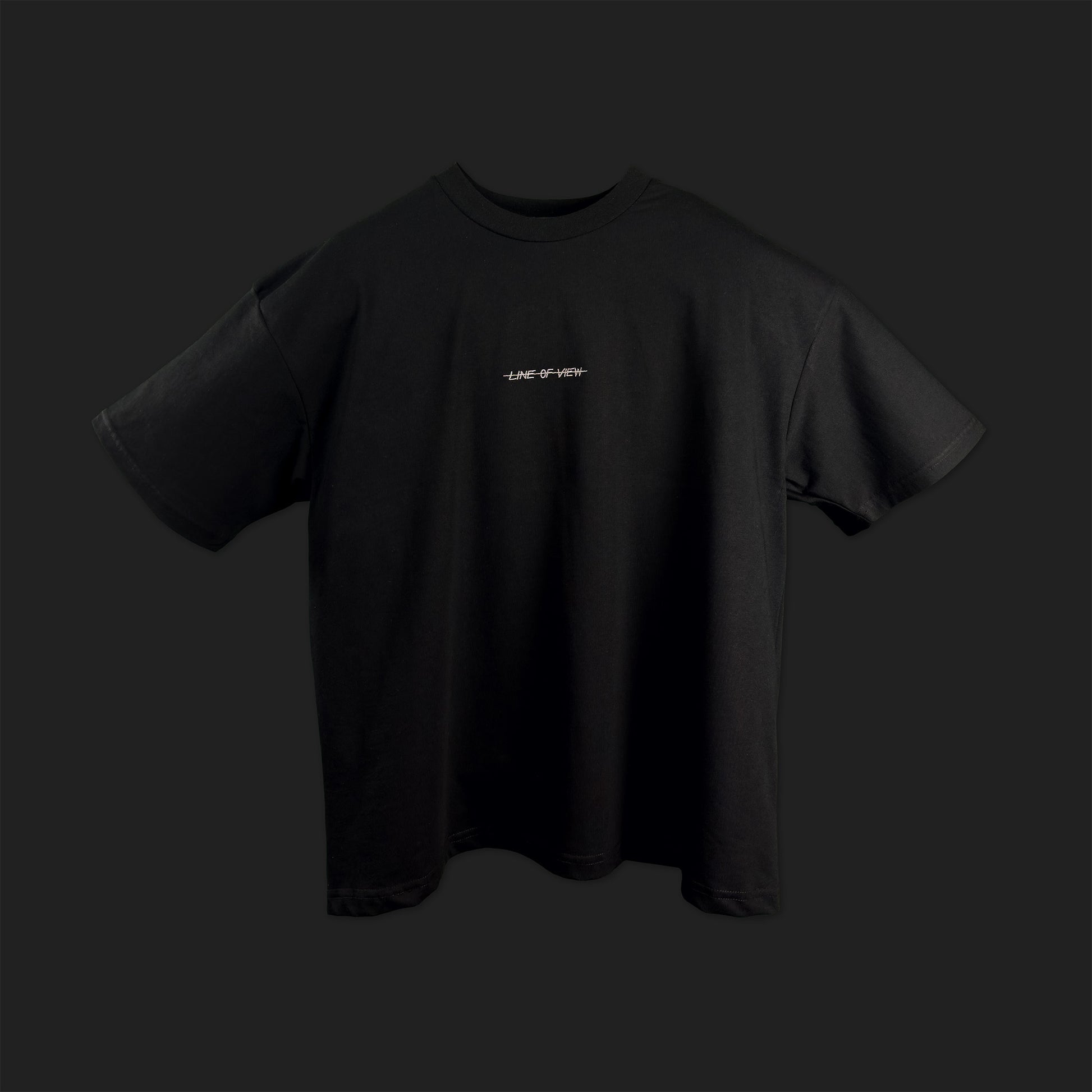 Embroidered Cropped Boxy Fit T-Shirt in Black - Minimalist Line Art Empathy Greek Streetwear