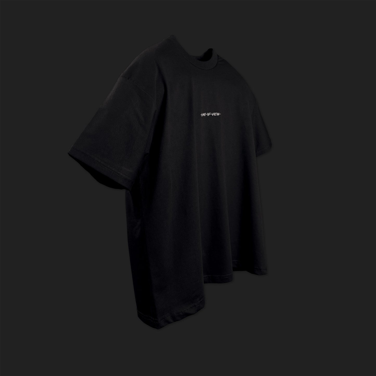 Embroidered Cropped Boxy Fit T-Shirt in Black - Minimalist Line Art Empathy Greek Streetwear