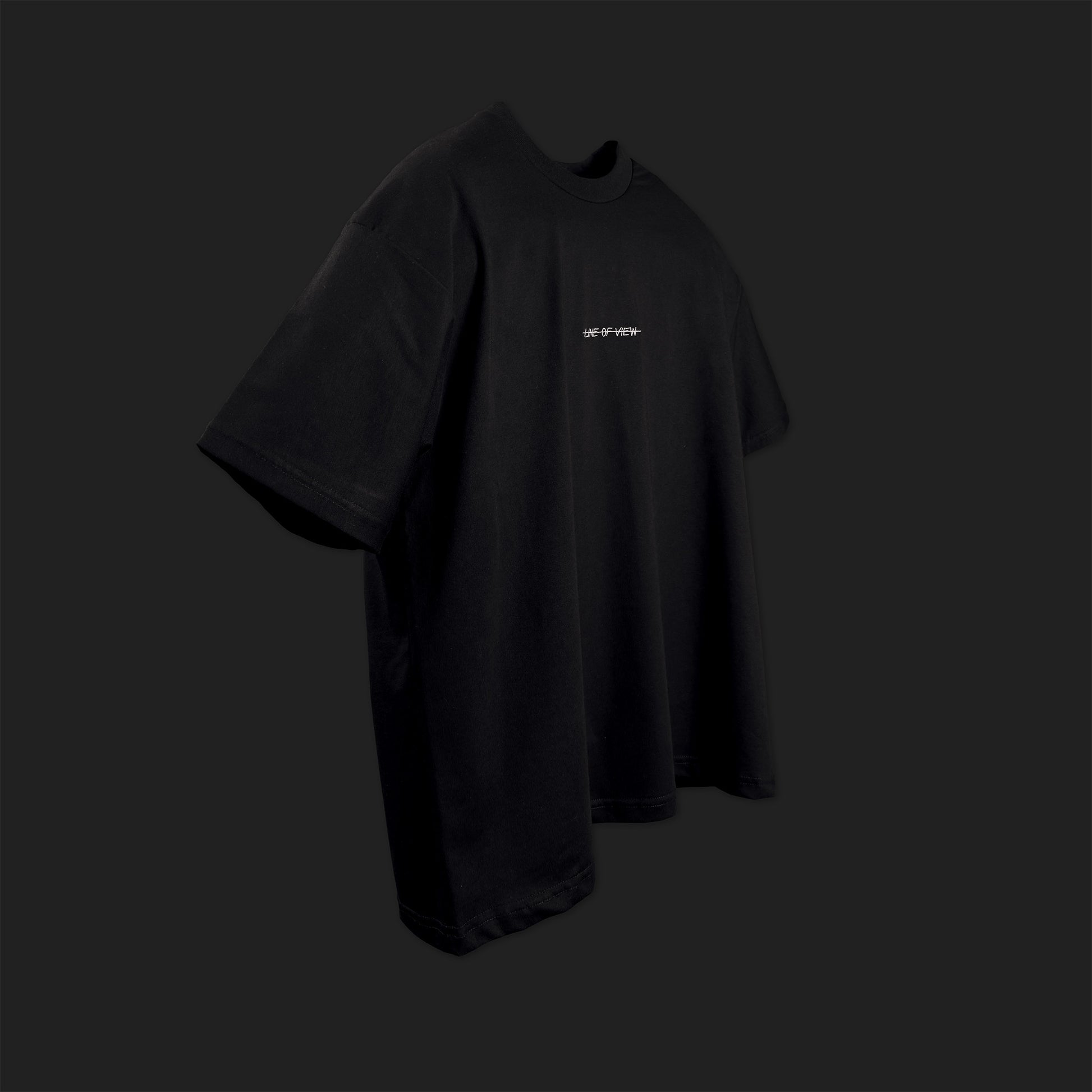 Embroidered Cropped Boxy Fit T-Shirt in Black - Minimalist Line Art Empathy Greek Streetwear